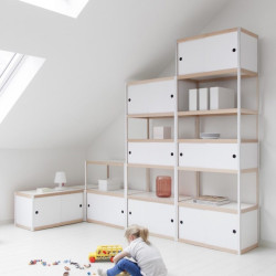armoire étagère en modulaire en bois blanc