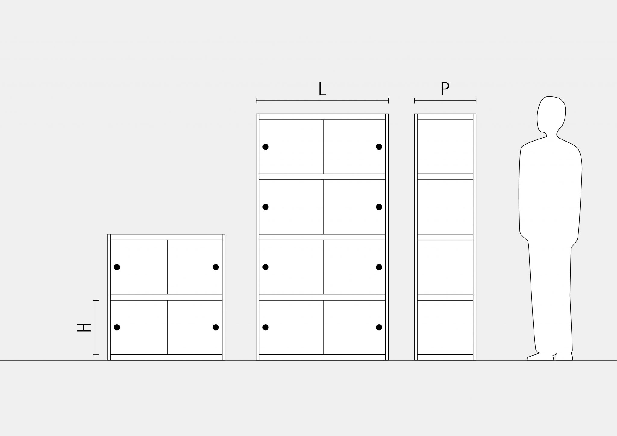 Wijzer Mijlpaal sap Afmetingen van de modulaire opbergmeubelen van Kewlox